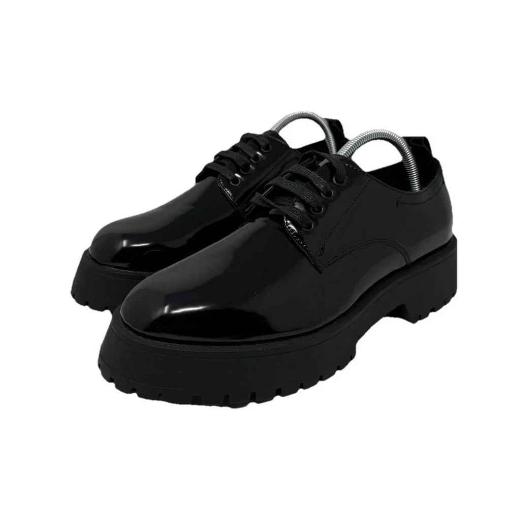 Patent Leather Chunky Oxford Women's Black Platform Lace-Up Asos Design Shoes 10